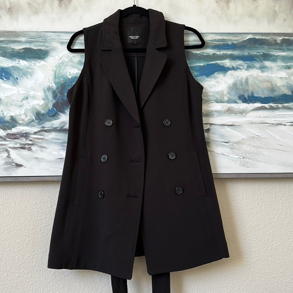 NWOT Vera Wang Double Breasted Vest with Tie